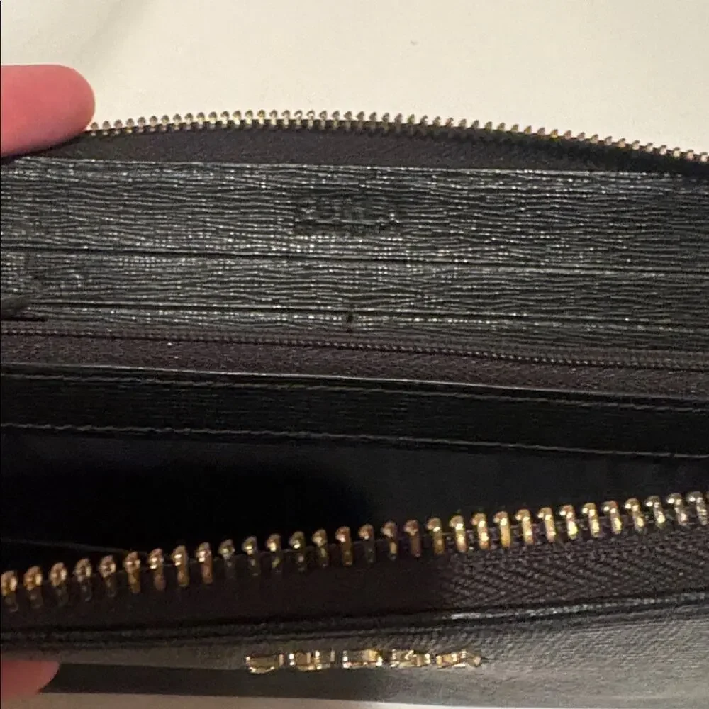 Furla leather black long wallet